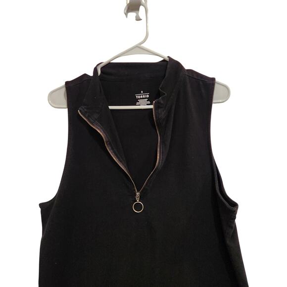 Torrid Black Half Zip Sleeveless Stretch Pullover Classic Casual Tank Top 3X - Picture 2 of 6